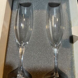 NIB 2 Orrefors Vintage Illusion Crystal Champagne Wine Stems 8.5" Nils Landberg